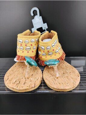 Disney Moana Toddler Sandals Cork Sole Beaded Design Yellow Size US 9/10